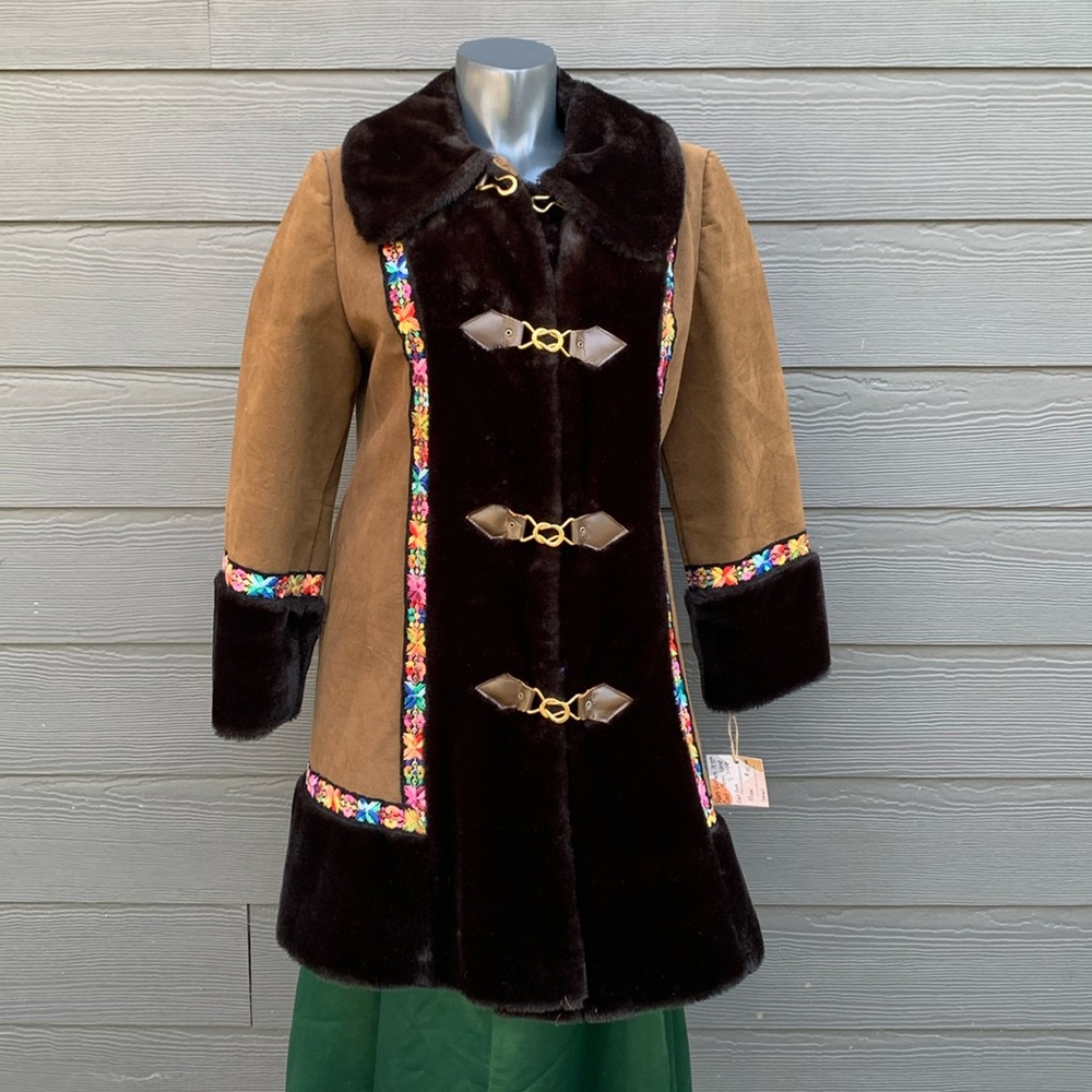 VTG 70’s Bohemian Penny Lane Style Faux Fur Faux Suede Coat -  - Union Label